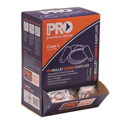 Pro Choice Probullet Disposable Earplugs Corded - BOX 100
